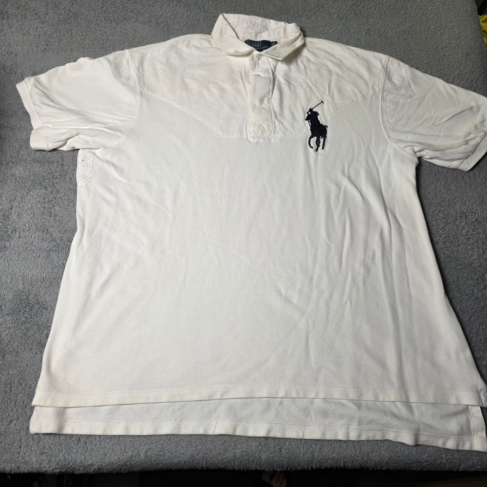 Polo Ralph Lauren Mens 3XB Polo Shirt White Quilted Yoke Big Pony Short Sleeve